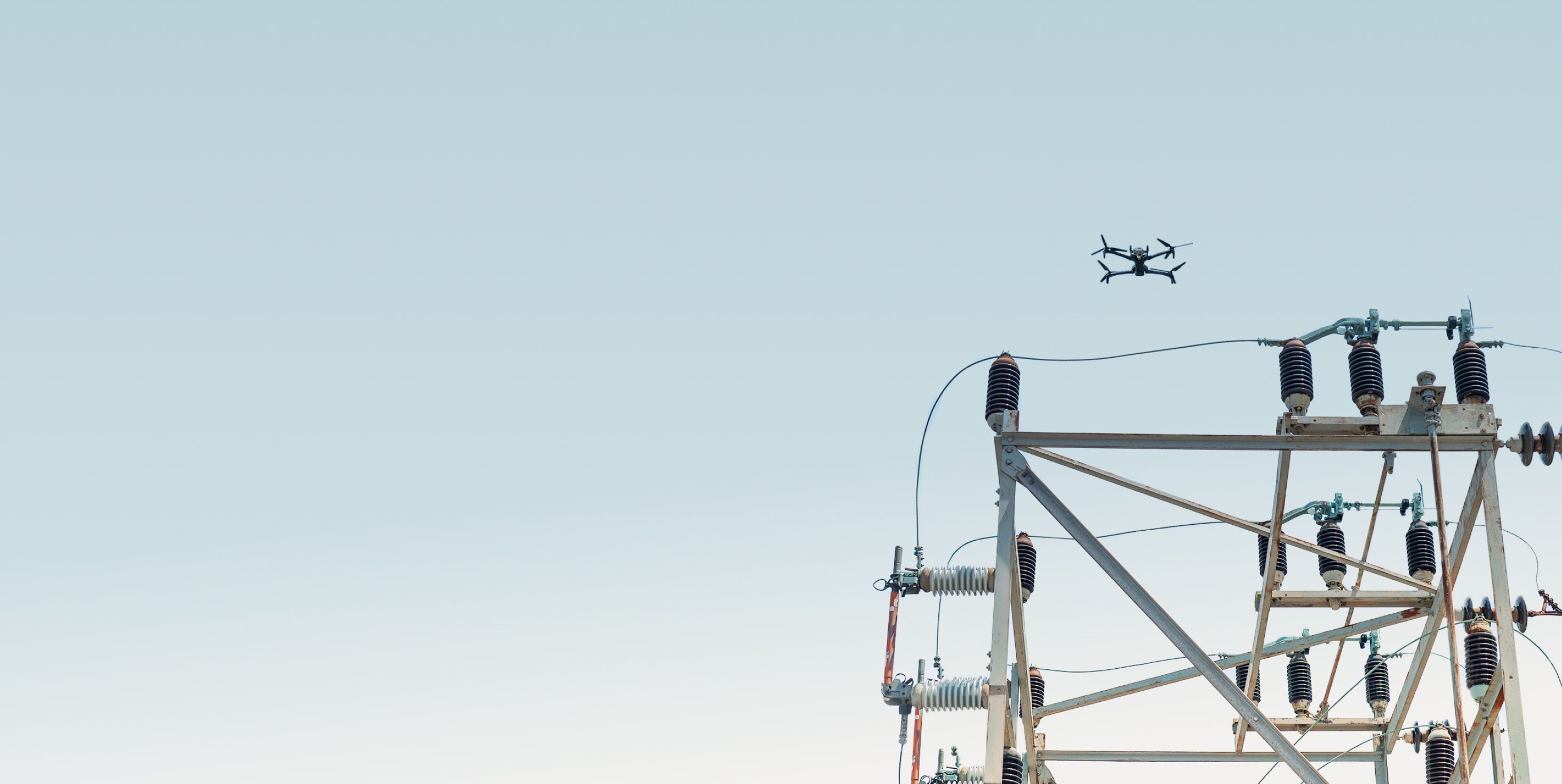 Skydio X10 flying near utility infrastructure