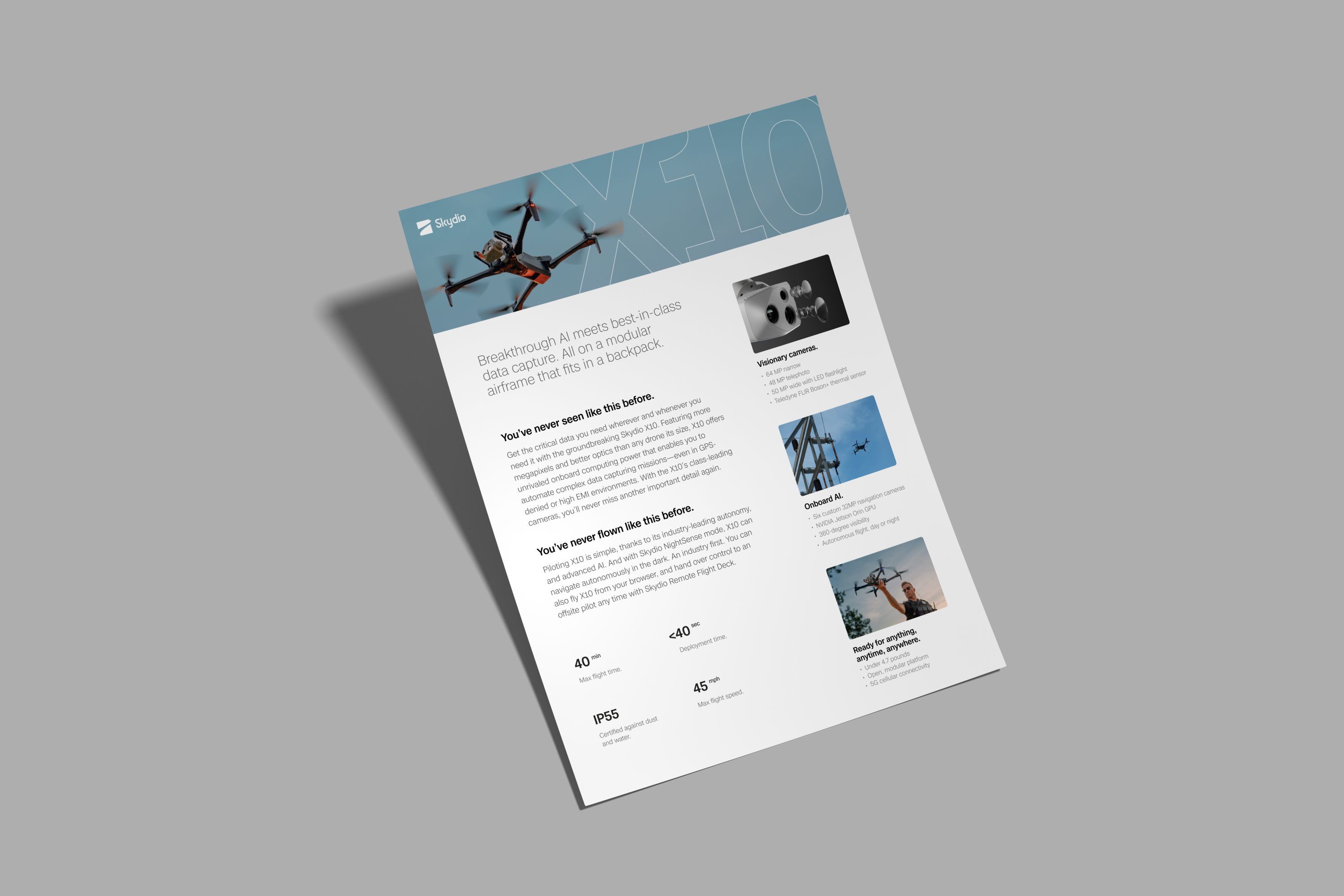image of Skydio X10 drone data sheet