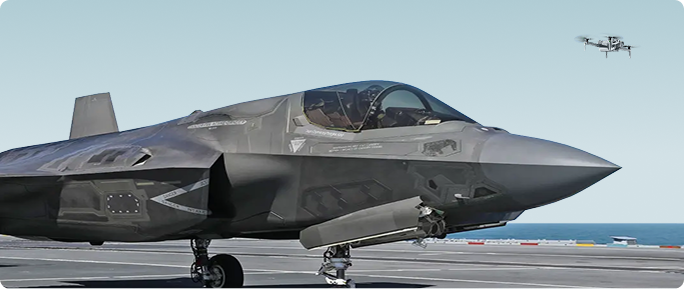 iSkydio inspection drone with a military jet