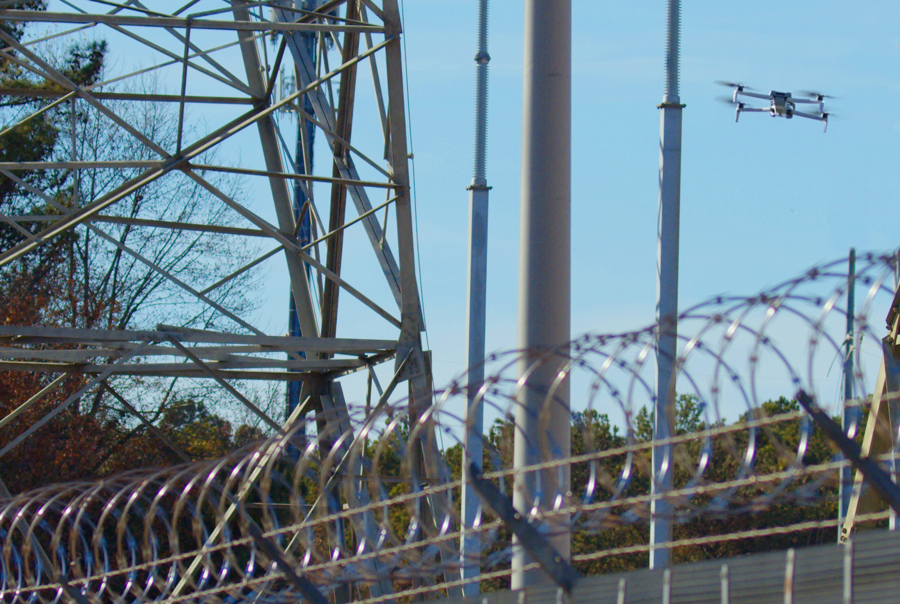 Skydio X10 Drone monitoring perimeter of power plant